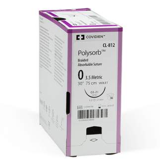Плетёный синтетический рассасывающийся покрытый шовный материал Polysorb